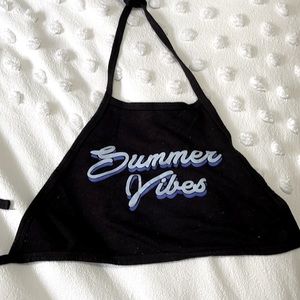 Summer Vibes Black Halter Crop Top